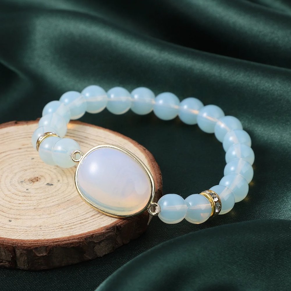 Luminous Opalite Beaded Stretch Bracelet
